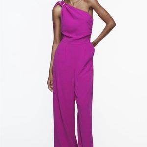 Zara - hot pink one shoulder jumpsuit, size smalll